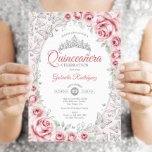 Rosa silberne Floral Quinceanera