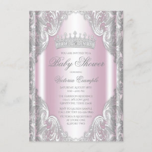 Rosa silberne graue Fancy Princess Baby Shower Einladung