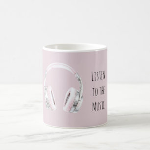 Rosa silberne Ohrhörer Kaffeetasse