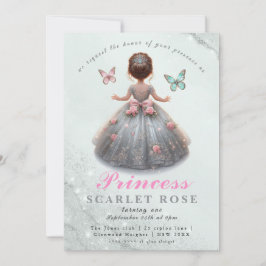 Rosa silberne Prinzessin-Kröte Geburtstagsparty Ma Einladung
