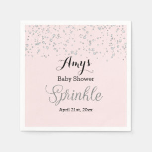 Rosa silberne Streusel Baby Shower Serviette