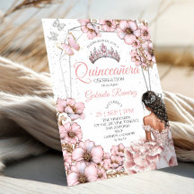 Rosa silberne Tiara Blumen Schmetterling Quinceañe