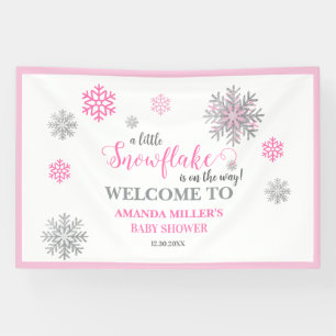 Rosa silberner glitzernder Schneekristall-Winter-B Banner