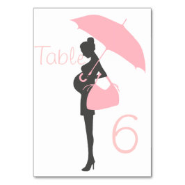 Rosa Silhouette Babyduschkarte Tischnummer
