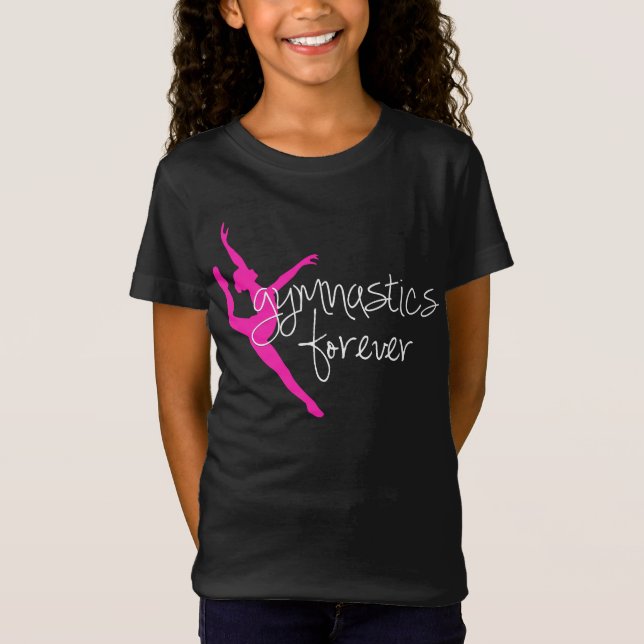 Rosa Silhouette-Gymnastik für immer T-Shirt (Vorderseite)