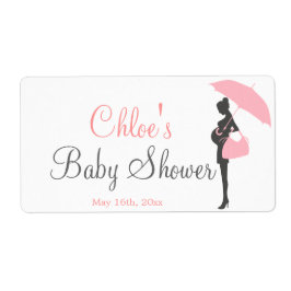 Rosa Silhouette Kinderdusche Wasserflaschen Etiket