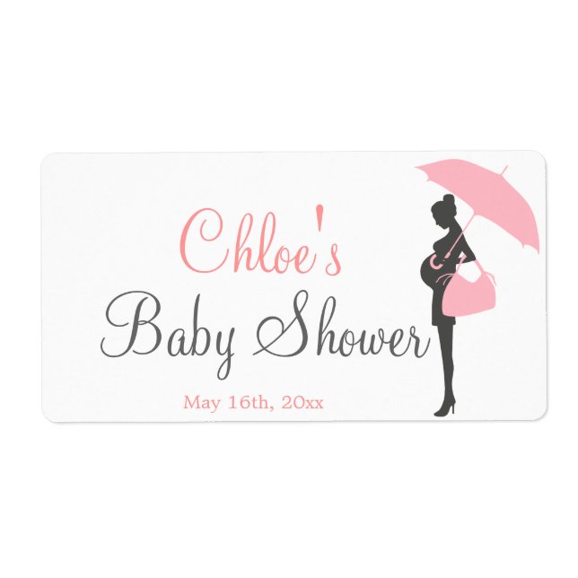 Rosa Silhouette Kinderdusche Wasserflaschen Etiket (Vorne)