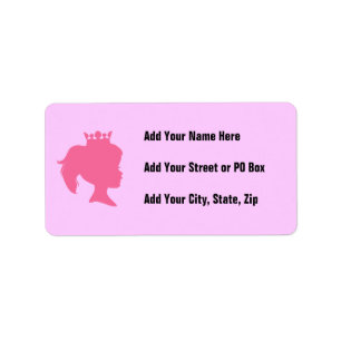 Rosa Silhouette-Prinzessin T-shirts und Geschenke Adressaufkleber
