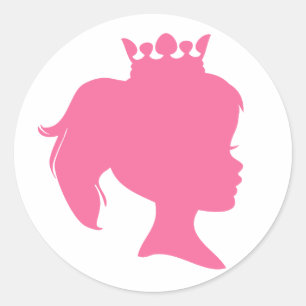 Rosa Silhouette-Prinzessin T-shirts und Geschenke Runder Aufkleber