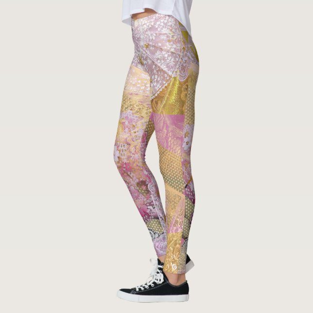 Rosa Silk GoldKoi Fließen Leggings (Links)
