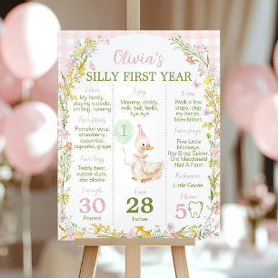 Rosa Silly Goose Florales Geburtstags-Meilenstein- Poster