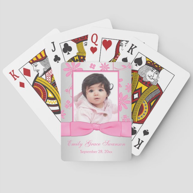 Rosa, Silver FloralFoto Playing Cards Spielkarten (Rückseite)