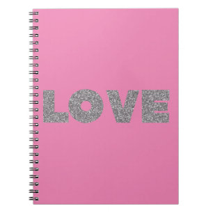 Rosa Silver Glitzer Liebe Notizblock