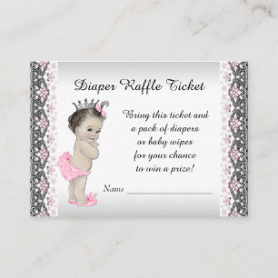 Rosa Silver Princess Diaper Raffel Ticket Begleitkarte