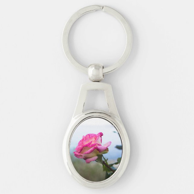 Rosa Single Rose Schlüsselanhänger (Vorderseite)