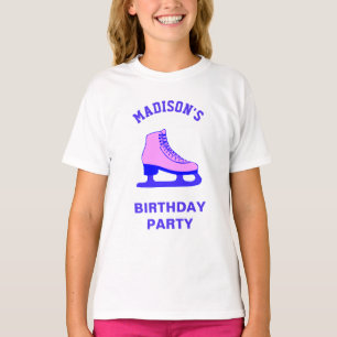 Rosa Skate Ice Skaten Geburtstagsparty T-Shirt