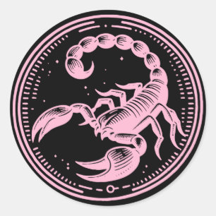 Rosa Skorpion Astrologie Zodiac Sign Skorpio Runder Aufkleber