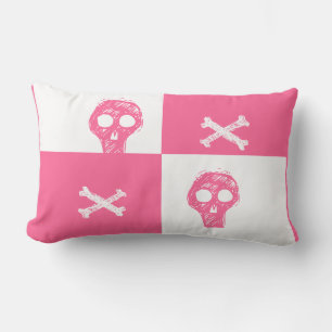 Rosa Skull Rosa-Weiß-Schachbrett Lendenkissen
