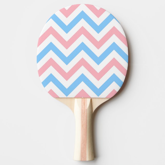 Rosa, Sky Blue, Weiß Zickzack ZigZag Muster Tischtennis Schläger (Vorderseite)