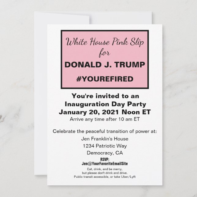Rosa Slip Ides of trump downloadbar Einladung (Rückseite)