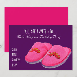 Rosa Slipper Schlummerschlauch Geburtstagsparty Einladung