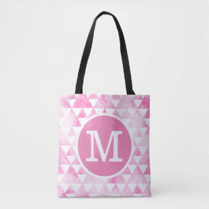 Rosa Smokey Marmor Karierte Dreiecke Monogramm Tasche