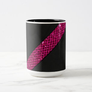 Rosa snakeskin Glittereffektstreifenschwarzleder Zweifarbige Tasse