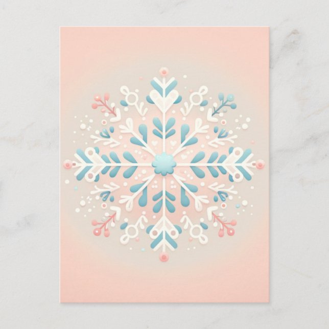 Rosa Snowflake Charm Girl Dusche Einladung Postkarte (Vorderseite)