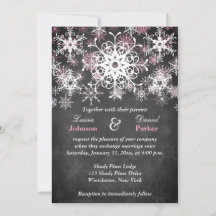 Rosa Snowy Chalkboard Stil Einladung Hochzeit