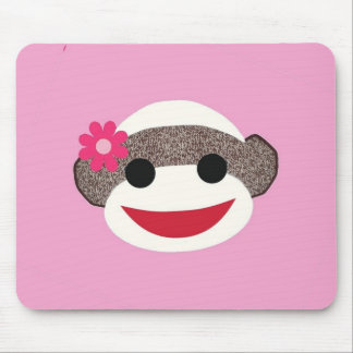 Rosa Socken-Affe-Blumen-Mädchen Mousepad