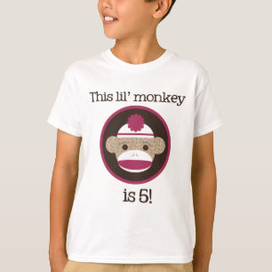Rosa Socken-Affe: Fünftes Geburtstags-T-Shirt T-Shirt