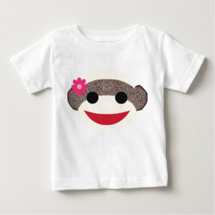 Rosa-Socken-Affenblütenmädchen Baby T-shirt
