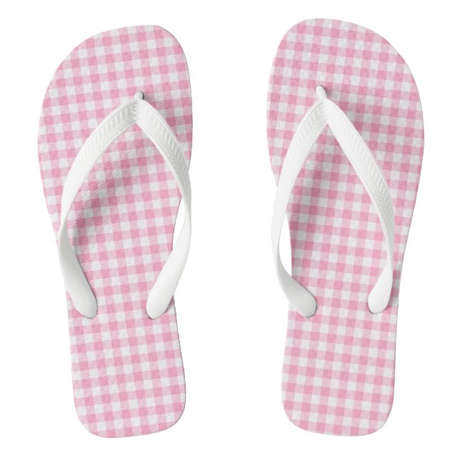 Rosa Soda Gingham Flip Flops Erwachsene, breite St (Fußbett)