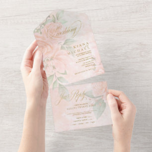 Rosa Soft Blush Hochzeit ID828 All In One Einladung