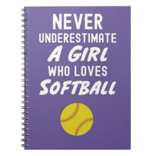 Rosa Softball-Geschenkideen für Team Kinder Mädche Notizblock
