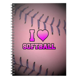 Rosa Softball Liebe Notizblock