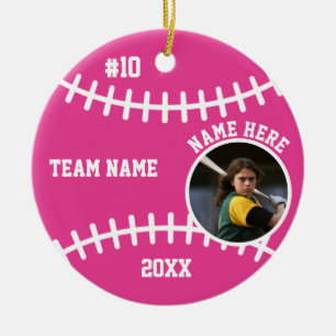 Rosa Softball-Mädchen-Geschenke Spieler Team Für S Keramik Ornament