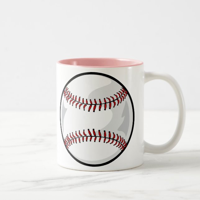 Rosa Softball Zweifarbige Tasse (Rechts)