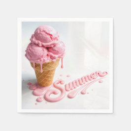Rosa Sommer-Eiscreme-Tüte Serviette