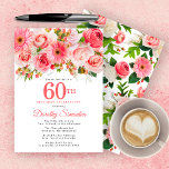 Rosa Sommer Floral Hübsch 60. Geburtstag Einladung<br><div class="desc">Rose, Pfannkuchen und Traumwelten schaffen ein hübsches sommerlich rosa Blumendesign. Die Buden und das Laub verleihen dem Ganzen ein rustikales Ambiente. 60. ist in einem großen, fett gedruckten Text geschrieben. Es kann für jedes Jahr geändert werden, das Sie wünschen. Der Name des Geburtstags wird in einem eleganten Script-Schriftart geschrieben. Die...</div>