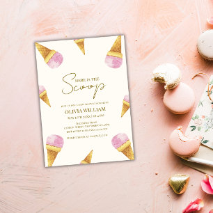 Rosa Sommer Hier ist die Scoop Ice Cream Baby Dusc Einladung