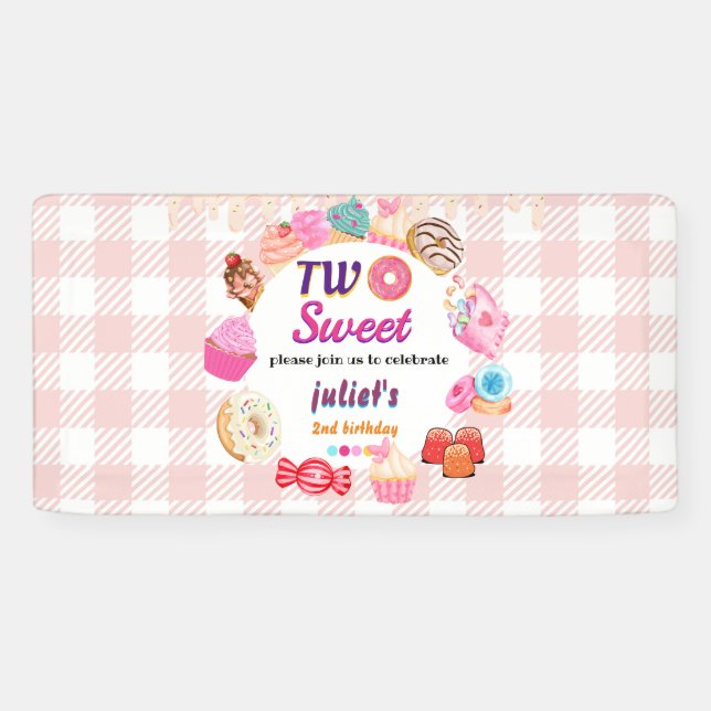 Rosa Sommer niedliche Kinder Mädchen zwei süße 2.  Banner (Horizontal)