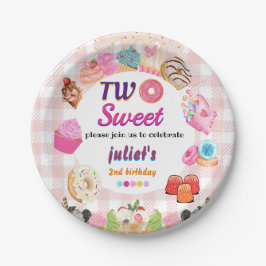 Rosa Sommer niedliche Kinder Mädchen zwei süße 2.  Pappteller