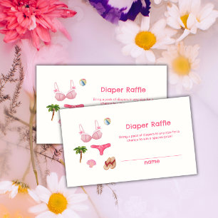 Rosa Sommer Strand Bum Windelverlosung Baby Shower Begleitkarte