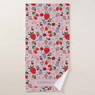 Rosa Sommerfrucht-Beeren-Brautjungfer Personalisie Badehandtuch