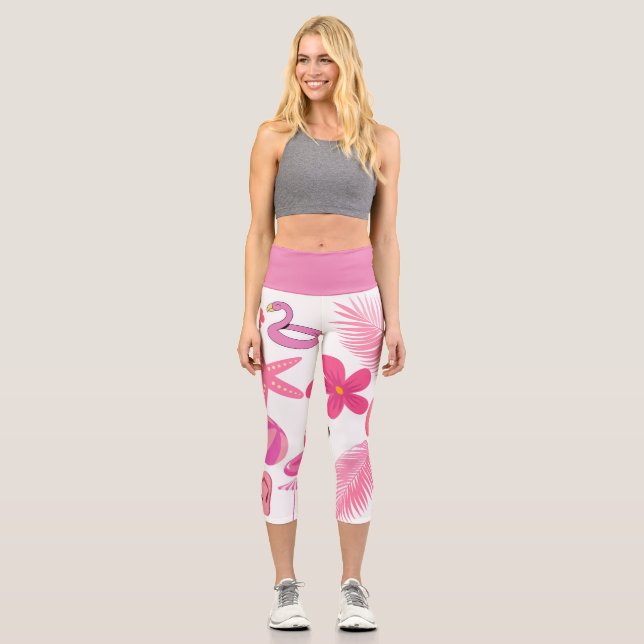 Rosa Sommergestalt Capri Leggings (Vorderseite)