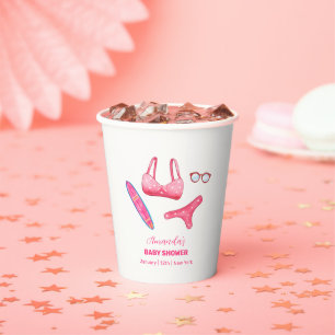 Rosa Sommerpool-Surf-Strand Mädchen Baby Shower Pappbecher