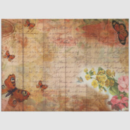 Rosa Sommerschmetterling mit Blume Ephemera Seidenpapier