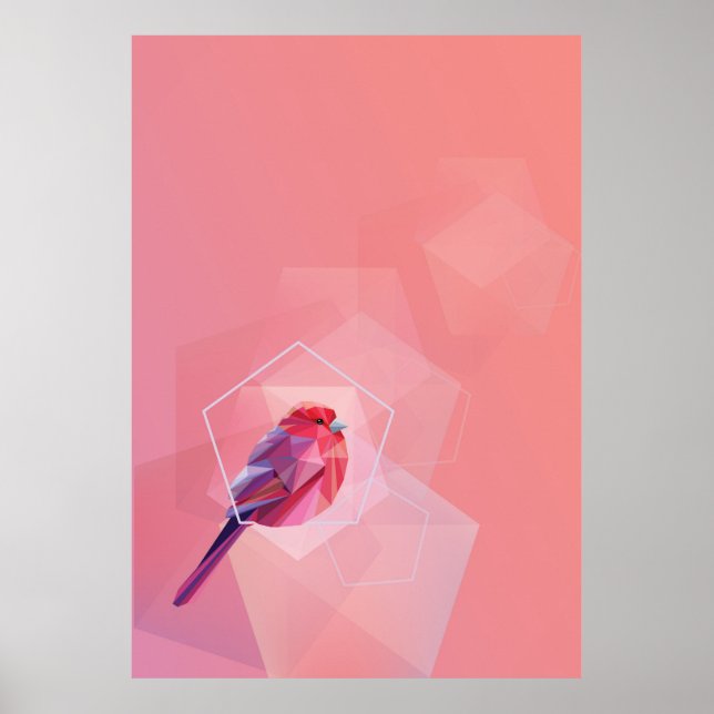 Rosa Songbird Abstrakt Poster (Vorne)