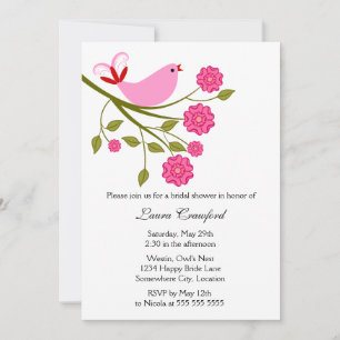 Rosa Songbird Bridal Dusche Einladung